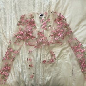 Nasty Gal long sleeved sheer crop top